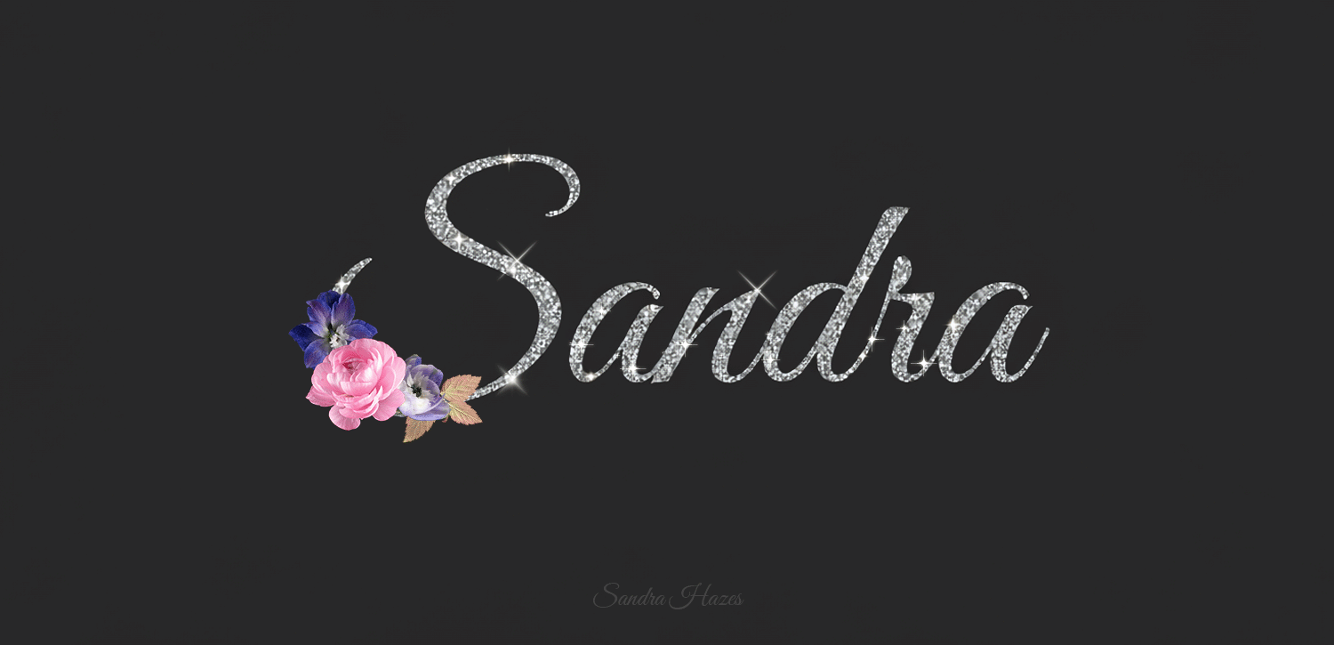 Glitterplaatje met de naam Sandra